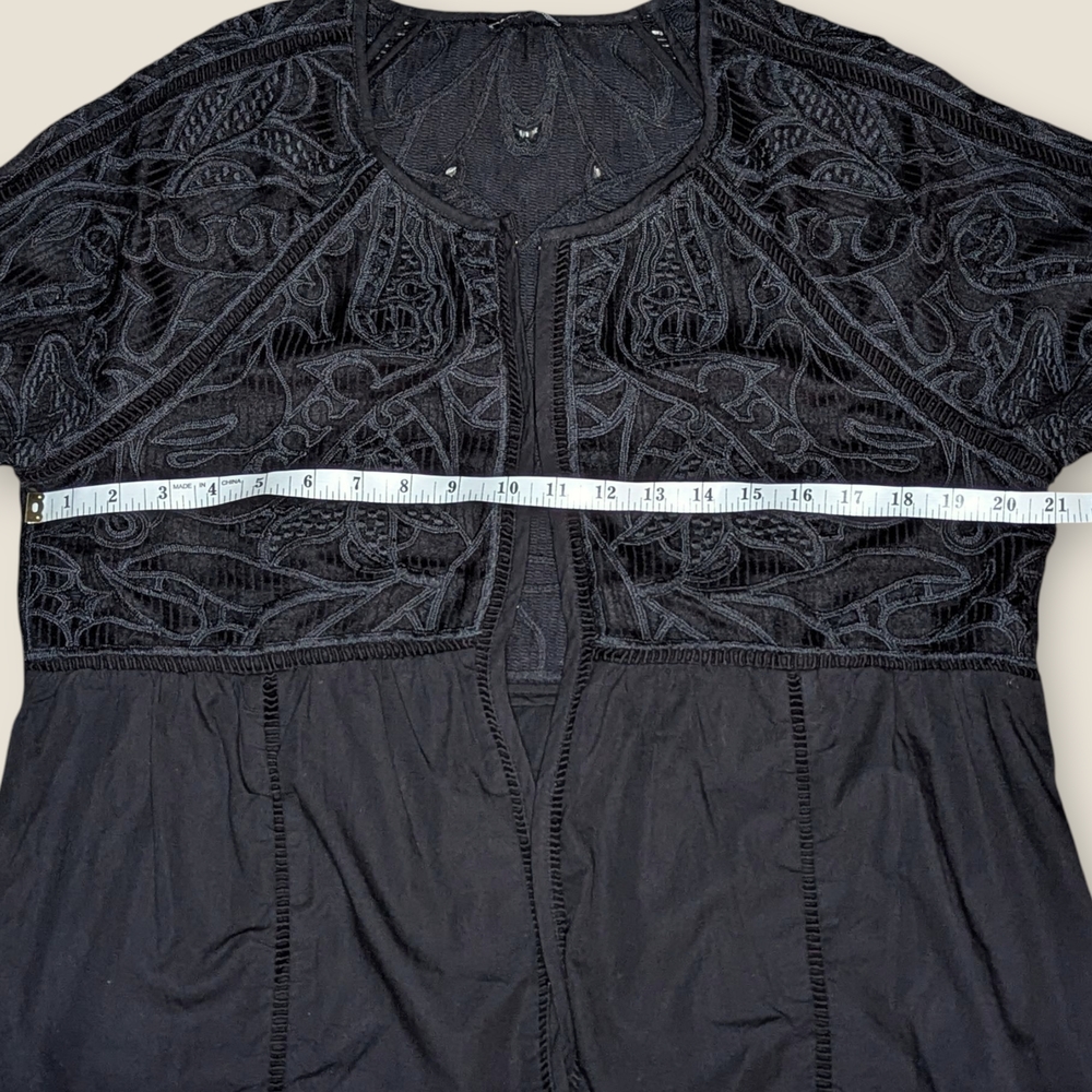 Lucky Brand Black Embroidered Boho Peplum Jacket w/ Hook Clasps Women’s XL - Picture 12 of 14